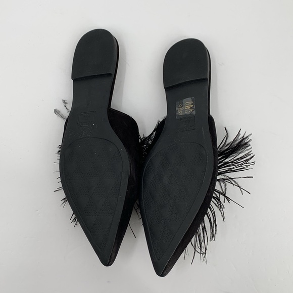 Schutz Chayla slide mule black feather trim horseshoe shoe elegant 9.5 - Picture 6 of 6